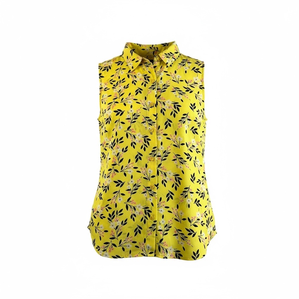 Banana Republic Yellow Floral Sleeveless Blouse